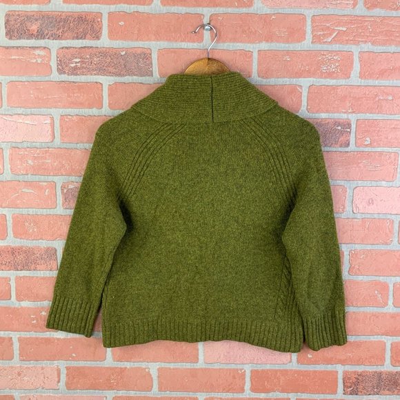 J. Crew Women's Green Lamb Wools Cashmere Cropped Toggle Cardigan Sweater Small - Picture 2 of 6